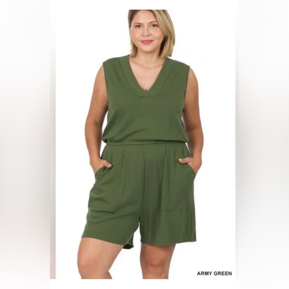 Zenana Olive Green Summer Romper